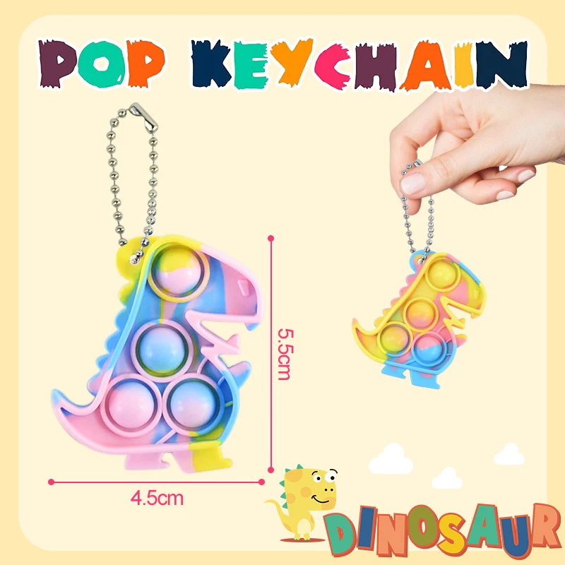 20/36 Stuks Dinosaurus Pop Sleutelhanger Fidget Speelgoed Kinderen Verjaardagsfeestje Gunsten Bulk Stress Zintuiglijke Speelgoed Levert Kerstcadeau