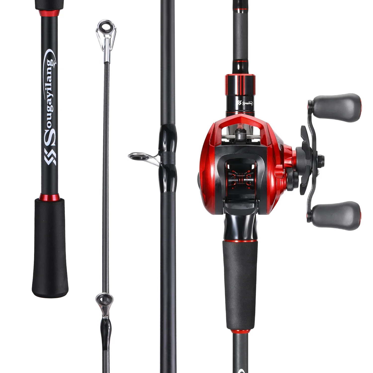 

Sougayilang Bait Casting Удочка и катушка для литья Комбинированная леска 1,8-2,1 м из углеродного волокна WT 4-10 фунтов для ловли форели в фургоне