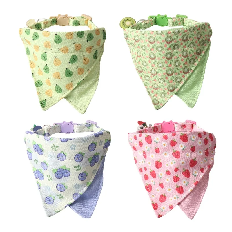 

10pcs Modern Luxury Fruit Print Pet Bandana Adjustable Triangular Scarf Bib for Dogs Small Dogs Elegant Simple Polyester Collar