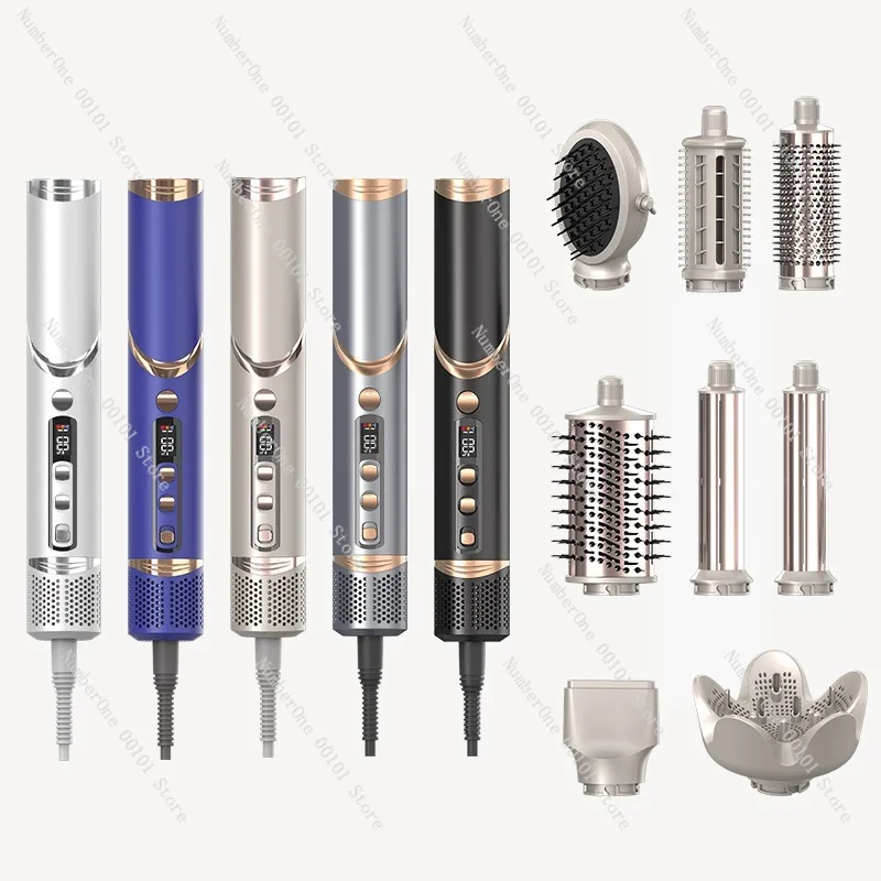 Foldable 8 in 1 Hot Air Brush High Speed Interchangeable Styling Heads 11W Rotating Hair Dryer Comb Multifunction Volumizer
