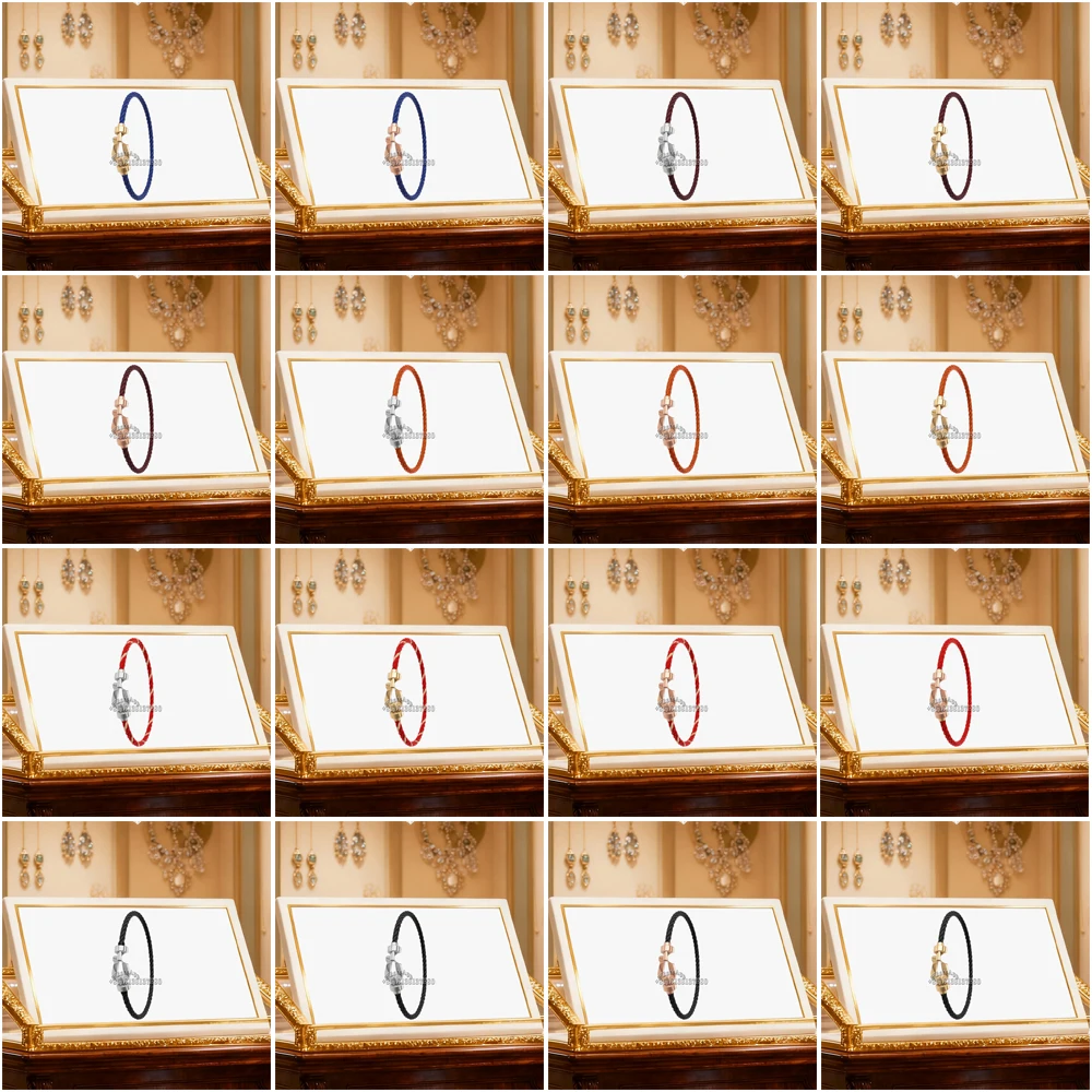 

Gryan 2025 New 925Silver M Size Horseshoe Red Blue Nylon Bracelet female Suitable Daily Wear PartyGifts Luxurious Couple Jewelry