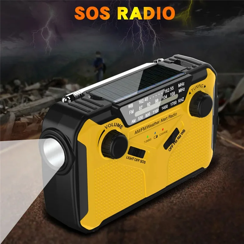 

REPLA-Emergency Radio Solar Hand Crank Radio AM/FM Radio LED Flashlight SOS Alarm Power Bank Speaker