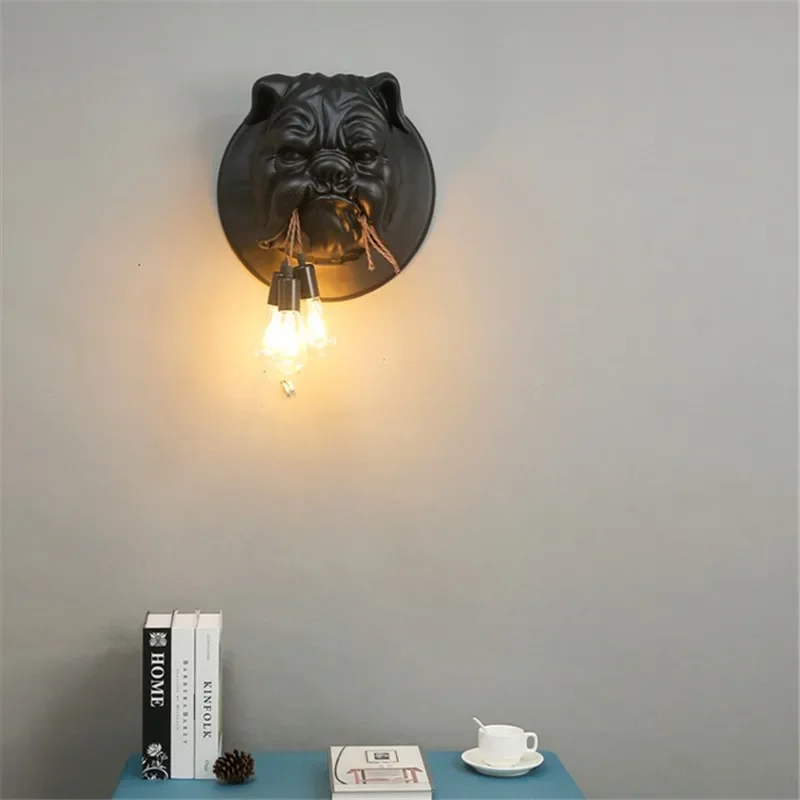 أمستردام الحيوانات عاكس الضوء الجدار مصباح الراتنج الكلب رئيس مصباح الحمام السرير غرفة نوم بهو خلفية وحدة إضاءة LED جداريّة الشمعدانات الإنارة