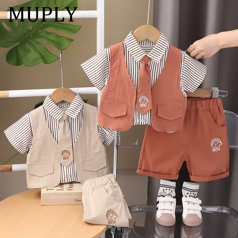 Summer Baby Boys Clothes Suit Children Shirt Shorts 2Pcs/Sets Toddler Clothing Infant Casual Cotton Costume Kids Tracksuits