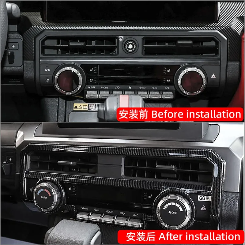 For Toyota 4Runner VI 2025 2026 Decorative frame of central control air outlet with carbon fiber pattern for interior products