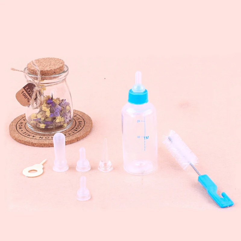 60/150ml Pet Puppy Kitten Feeding Bottle Feeding Tool Pet Nursing Milk Bottle Pet Feeding Bottle Kits with Cleaning Brush