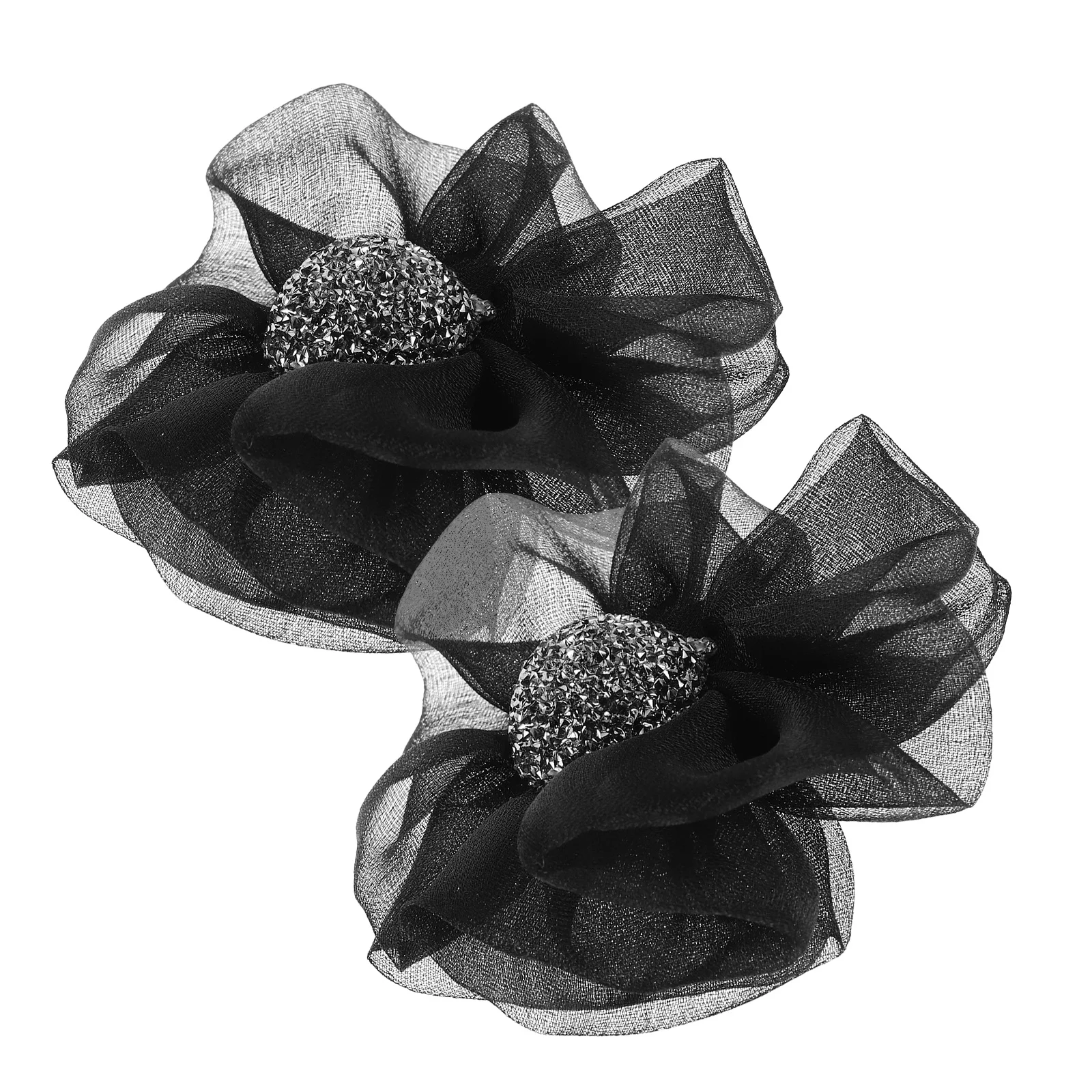 

2Pcs Removable Flower Shoe Clips Chic Rhinestone Chiffon Heel Decor for Women's High Heels Bridal Event Decoration