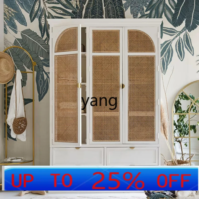 

Ltt retro rattan wardrobe bedroom two doors three doors storage locker small apartment wardrobe