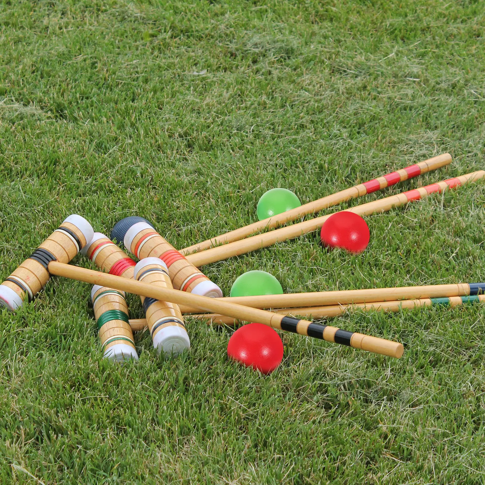 木製クロッケボール3個セット 子供用サイズ スムース仕上げ  - Croquet Set Lawn のレビューと価格