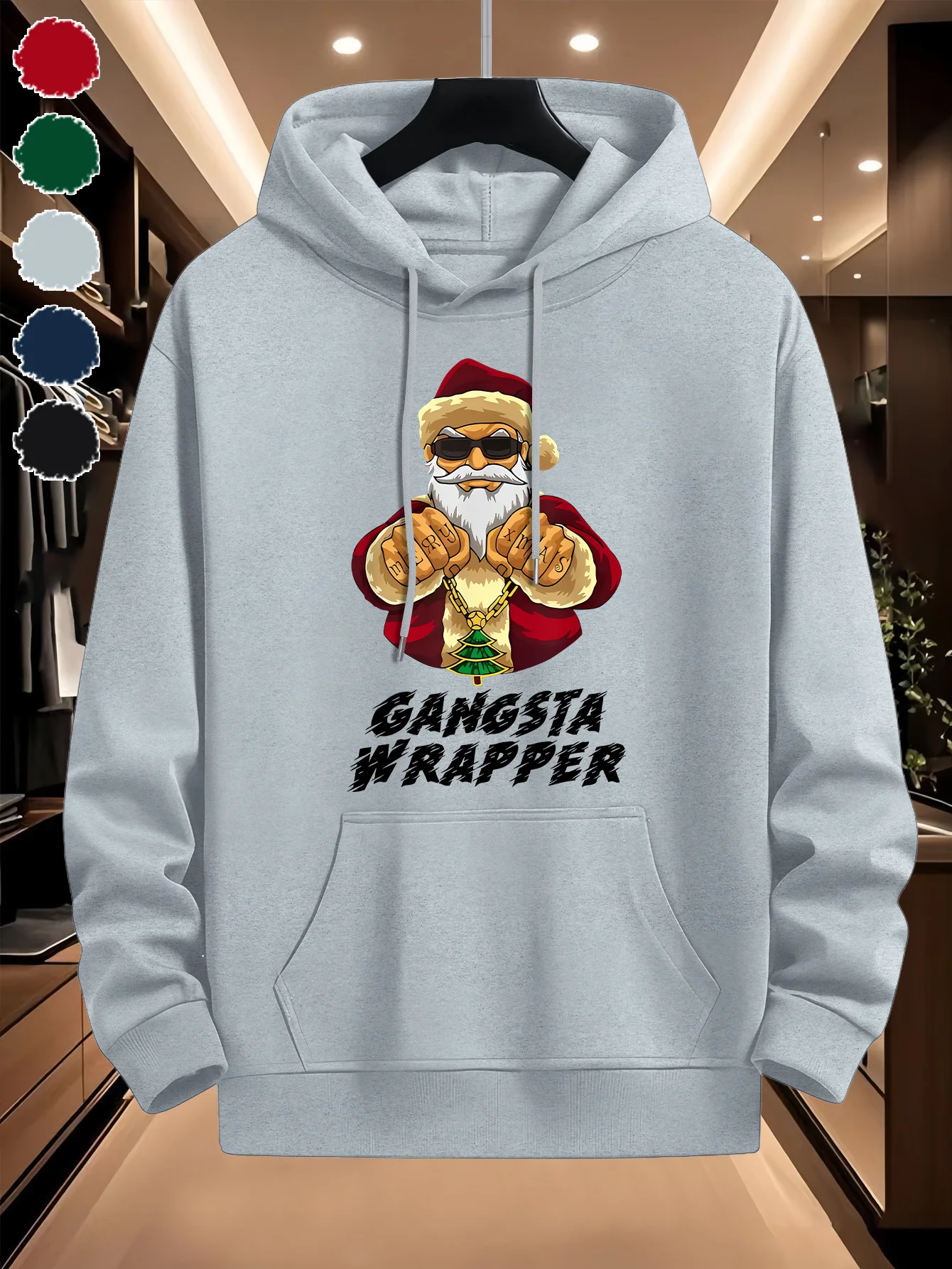 عيد الميلاد، أزياء رجالية مقنعين سترة طباعة الرجال الرمادي #1