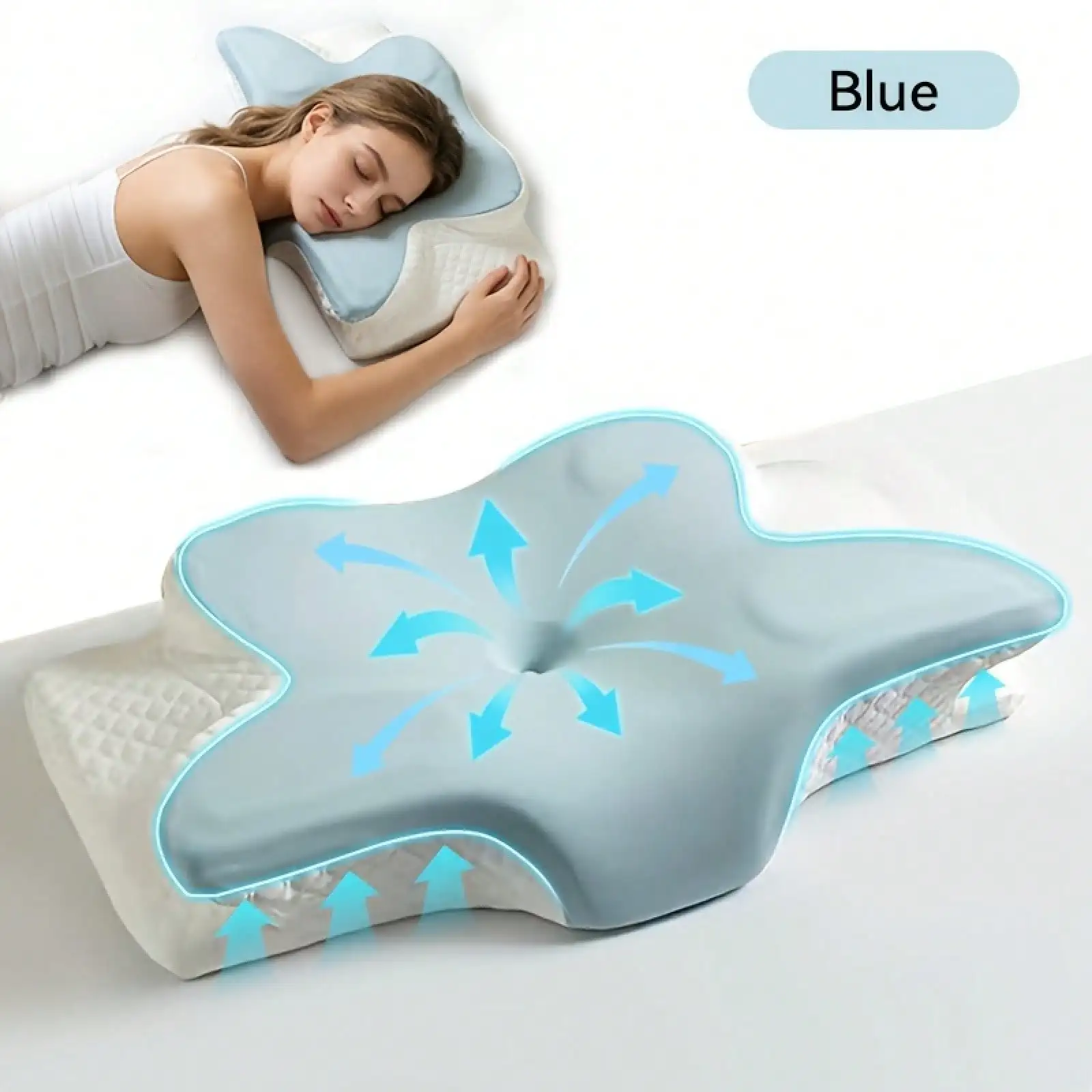 Butterfly Shape Memory Foam Cervical Pillow, Ergonomic Neck Support Pillow For Sleeping, Rebound Relaxing Neck Pillow, Washable Pillowcase, Ideal For Back & Side Sleepers