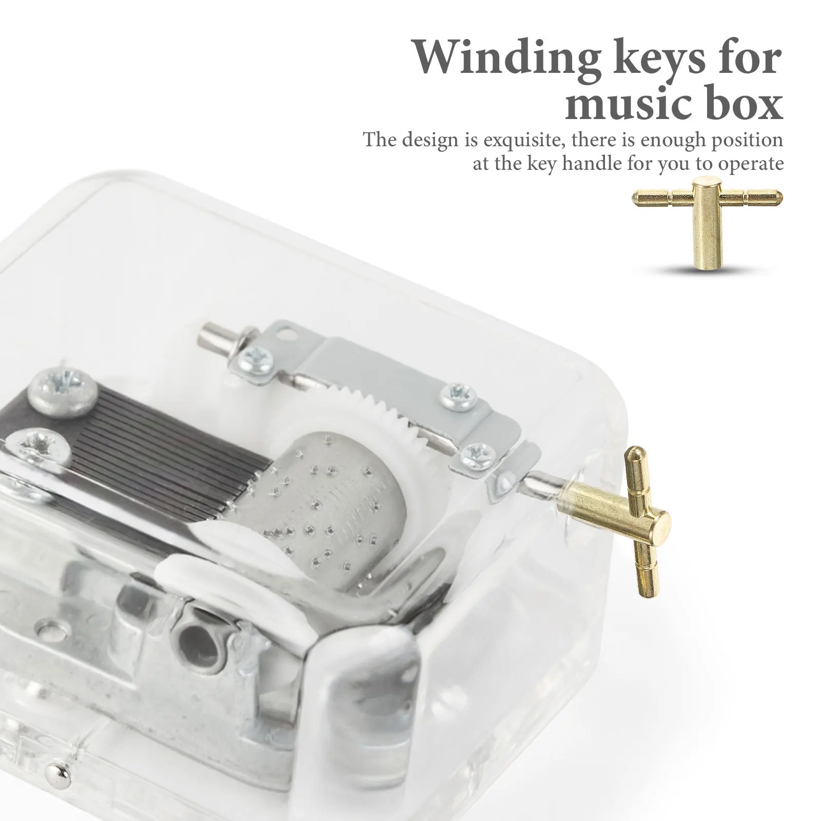 

4 Pcs Music Box Winder Keys T Shape Replacement Parts for Musical Boxes Clockwork Accessories Handle Bar Winding Tool