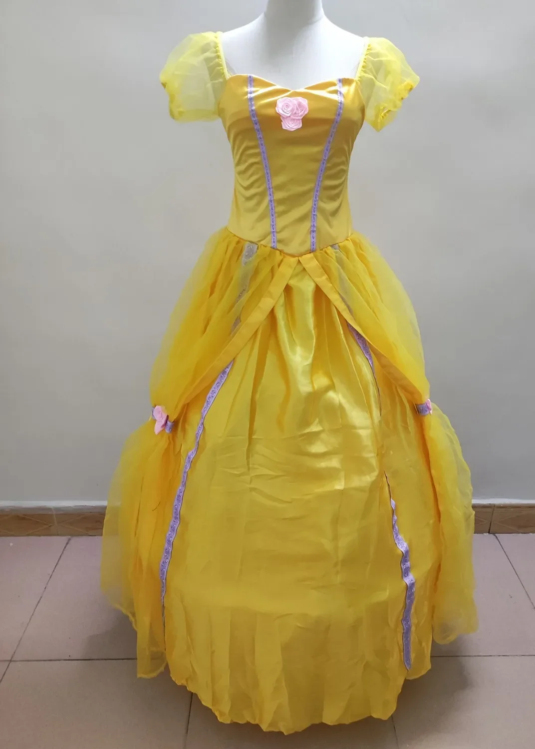 Adult Yellow Beauty And The Beast Princess Belle Costume Halloween Cosplay Party Masquerade Bell Court Queen Roles Suit