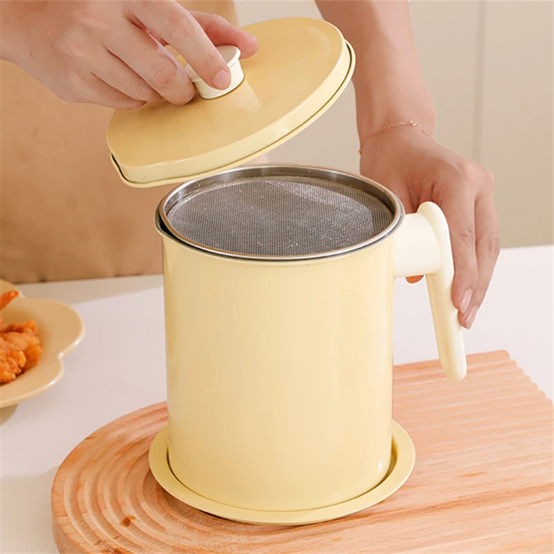 

1.4L/1.7L Stainless Steel Household Oil Filter Pot Kitchen Lard Storage Tank Grease Separator Strainer Container Cooking Tools