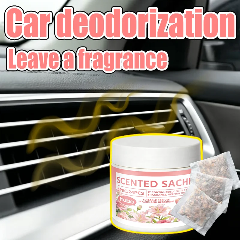 IFUBO 24pcs Scented Sachets Long-Lasting Car Air Freshener for AC Vent Wardrobe Shoe Cabinet Fresh Fragrance Sachets