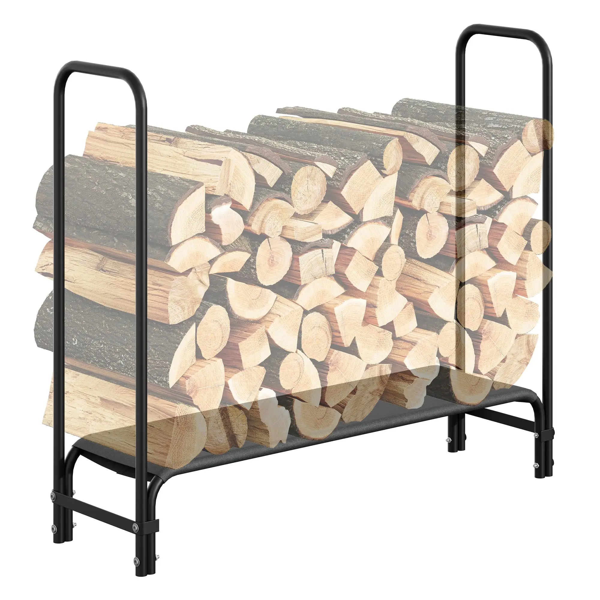 

Firewood Rack Outdoor & Indoor Log Holder Heavy Duty Word Organizer with Weatherproof Cover Steel Mesh Storage
