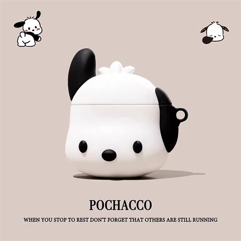 Miniso Sanrio 3d Pochacco Hond Airpods Pro Beschermhoes Apple 1/2/3 Generatie Draadloze Bluetooth Hoofdtelefoon Hoesje Zacht