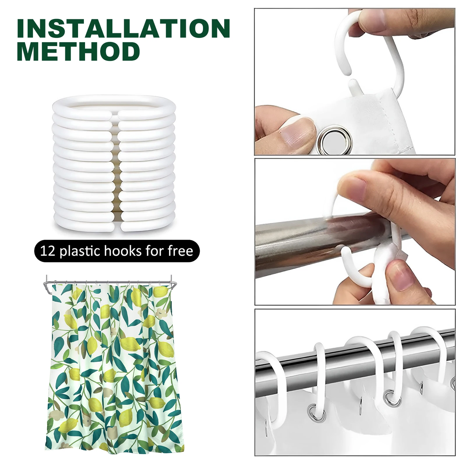 Shower Curtain Waterproof Polyester Bathroom Curtain 71x71 Inch Quick-Drying Shower Curtain Decorative Fruit Pattern Shower