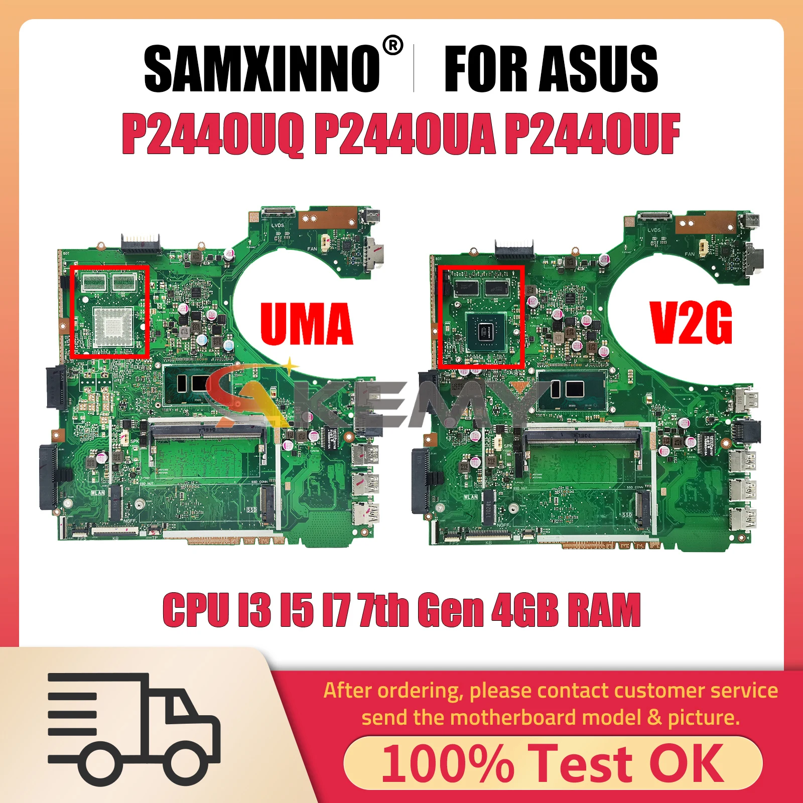 

P2440U Notebook Mainboard For ASUS PRO P2440UQ P2440UA P2440UF P2440 Laptop Motherboard CPU I3 I5 I7 7th Gen 4GB RAM 940MX