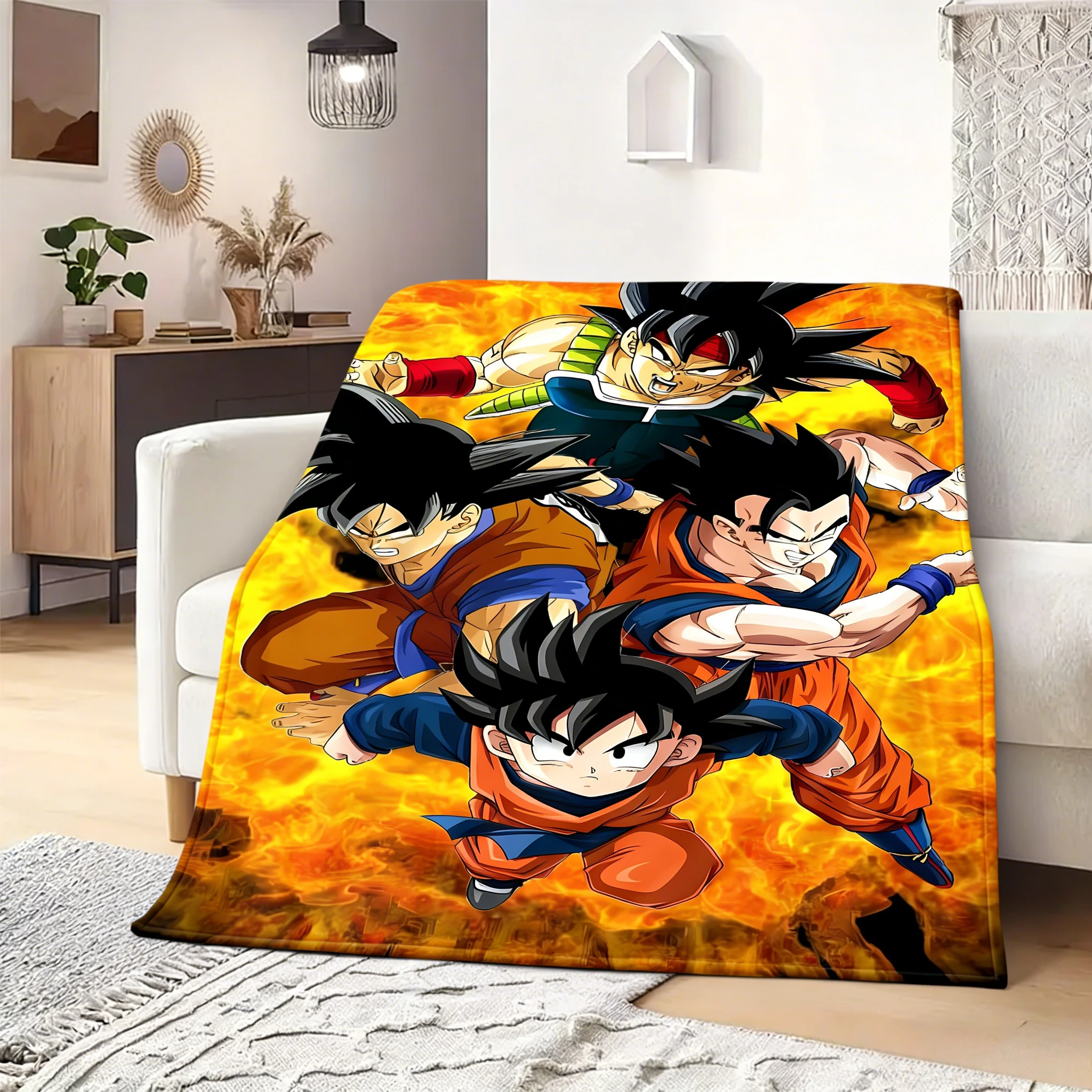 Dragon Ball Goku Family Print Fleece-Decke, hochwertig, weich, warm, für Zuhause, Schlafzimmer, Wohnzimmer, Reisen, Camping, Picknickdecke