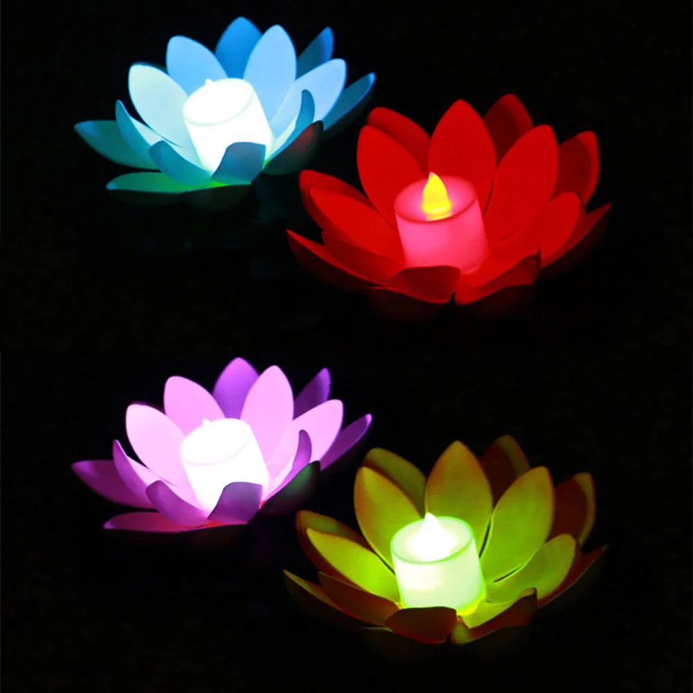 

7Pcs LED Water Lotus 11.5cm Artificial Lotus Lights Pool Party Festival Water Pool Decorations,