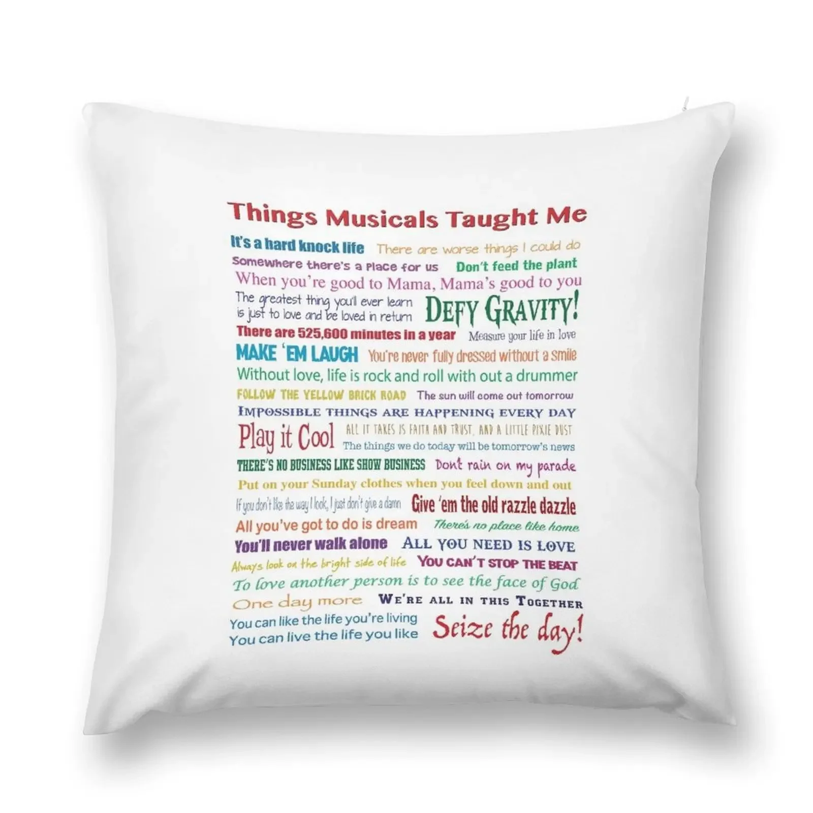 

Things Musicals Taught Me Throw Pillow christmas decorations 2025 Pillowcases pillow