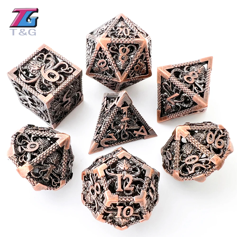 

Hollow Metal Polyhedral Dice Set for Role Playing, D4, D6, D8, D10, D12, D20, D & D, RPGs Board Game as Gift, 7Pcs