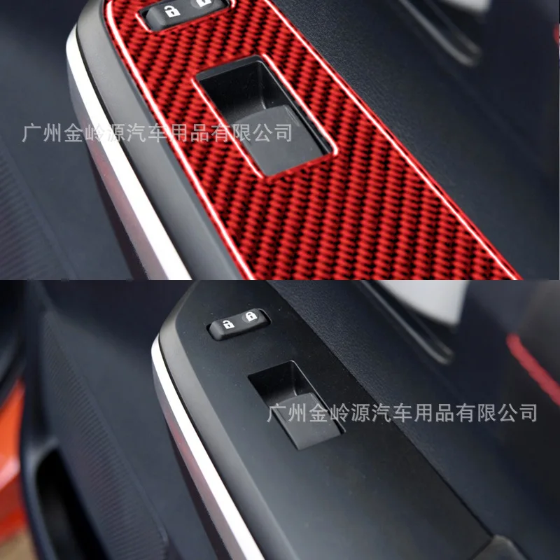 

For Toyota 14-21 Red Carbon Fiber Tantu Window Lifting Decoration Sticker Car Interior Modification Accessories