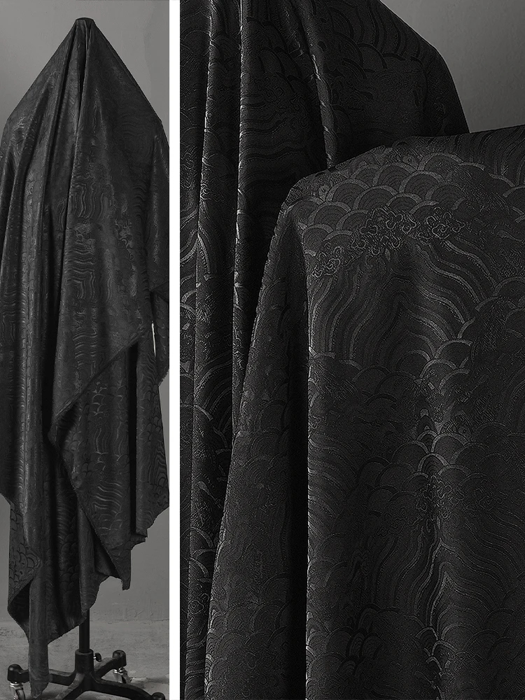 Taklit asetik asit kumaş jakarlı Cheongsam uzun kollu pürüzsüz yumuşak giyim dikiş kumaşlar giyim Diy dikmek bez toptan