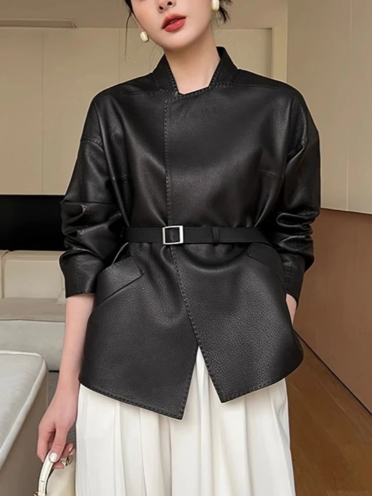 PU Women Jacket Long Sleeve Pockets Loose Fashion Jackets for Women New Jacket Women Elegance Black Leather Jacket Women