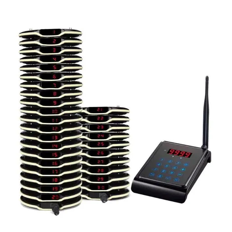 Low Cost Long Range Smart Waterproof Guest Paging Queue Digital Wireless Restaurant Vibrating Coaster Pager