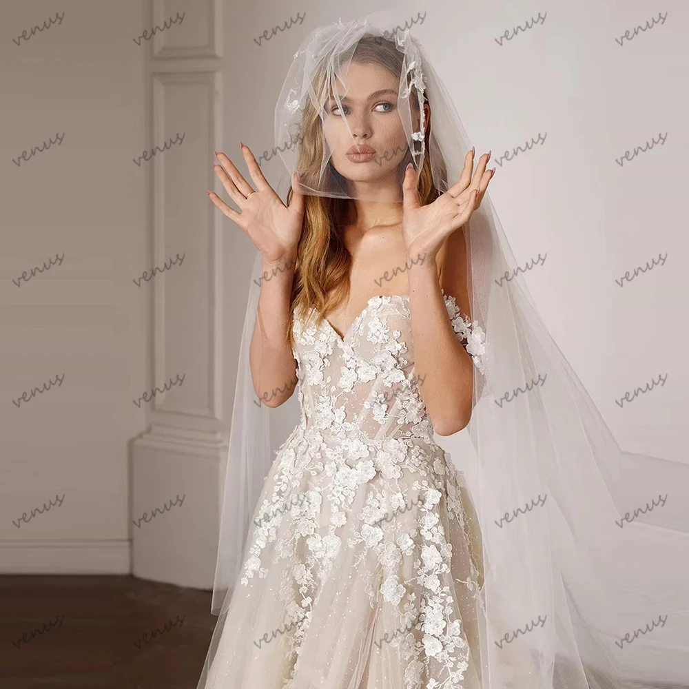 Modern Wedding Dresses Glamorous Bridal Gowns Lace Appliques Sleeveless Backless Robes Pretty Vestidos De Novia Customized 2026