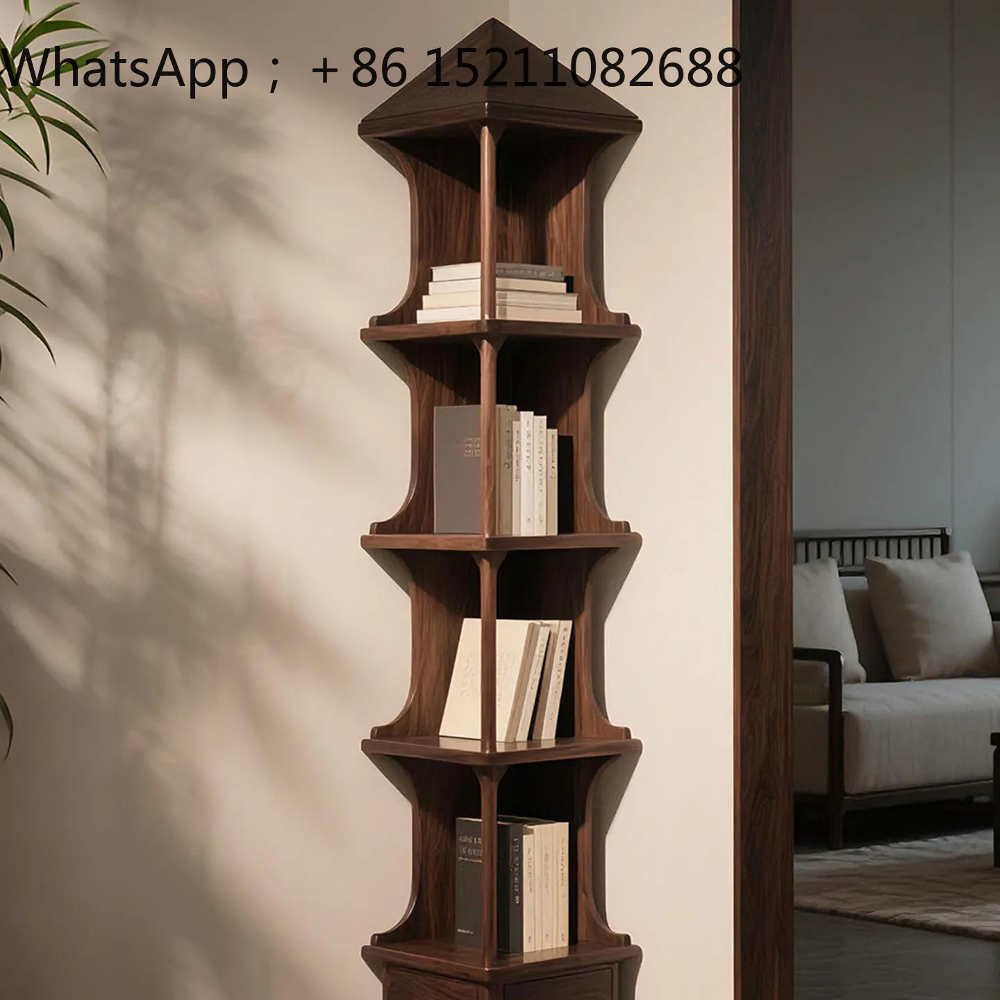 SCY ash wood bookcase solid wood living room shelf light luxury high-end display rack storage rack