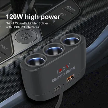 120W 3-in-1 Car Charger Splitter 10
