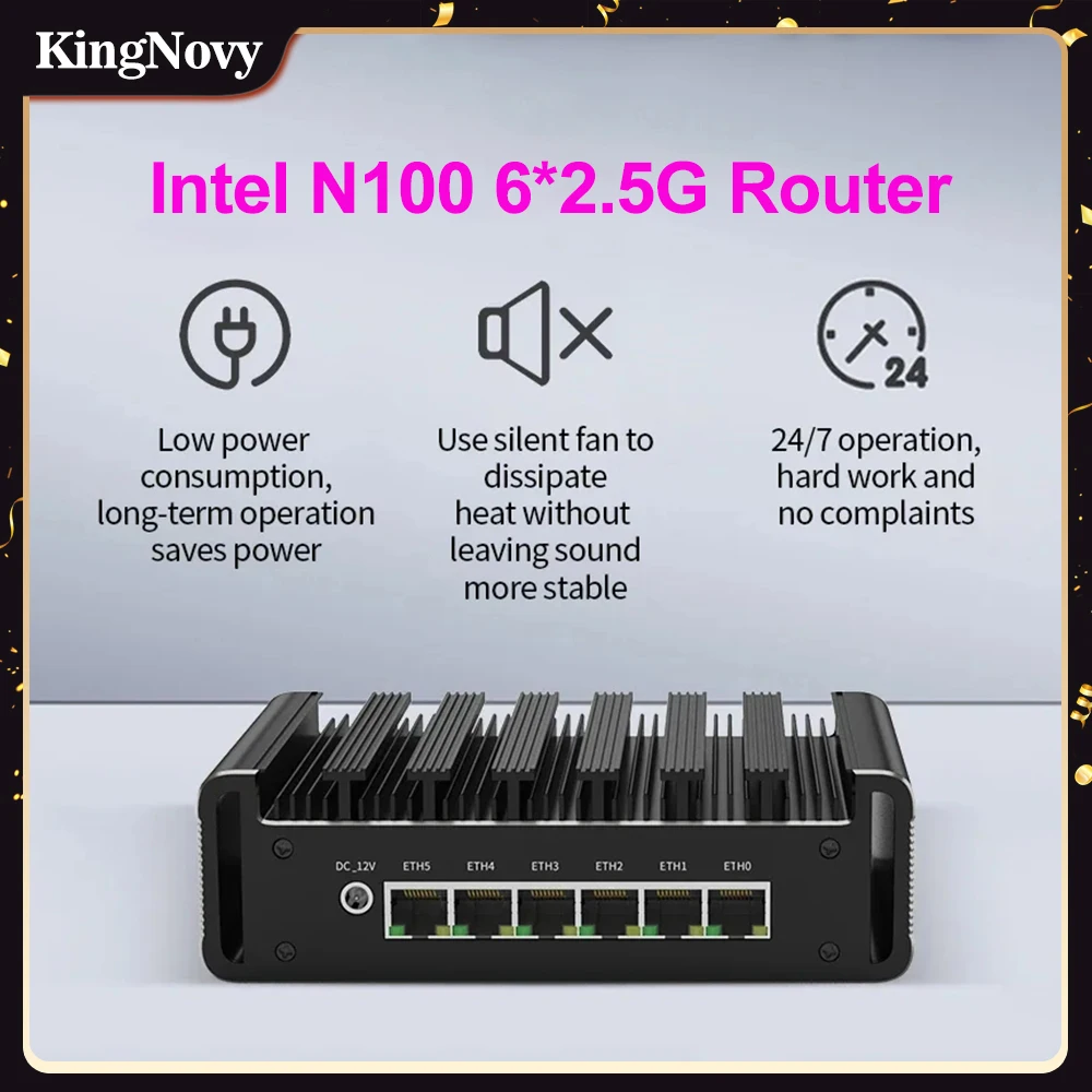 6x2,5G Intel N100 брандмауэр-роутер i226-V безвентиляторный мини-ПК 1xDDR5 NVMe RJ45 COM промышленный компьютер pfSense OPNsense PVE ESXI