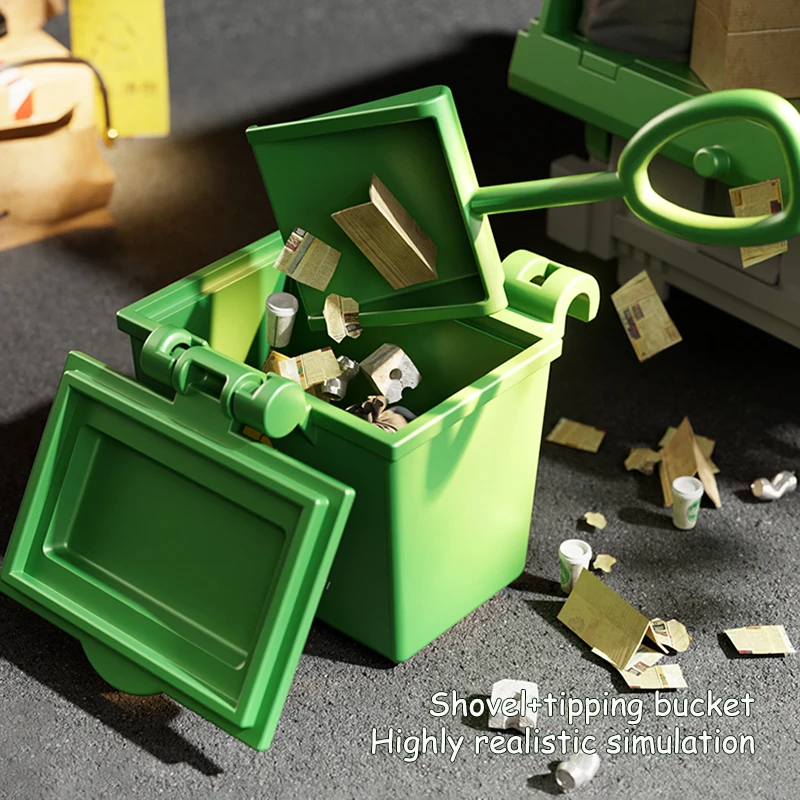 Front Loader Recycling Toy Garbage Trucks Garbage Car Toys for Boys Pull Back Inertial Garbage Vehicle with 4 Trash Cans