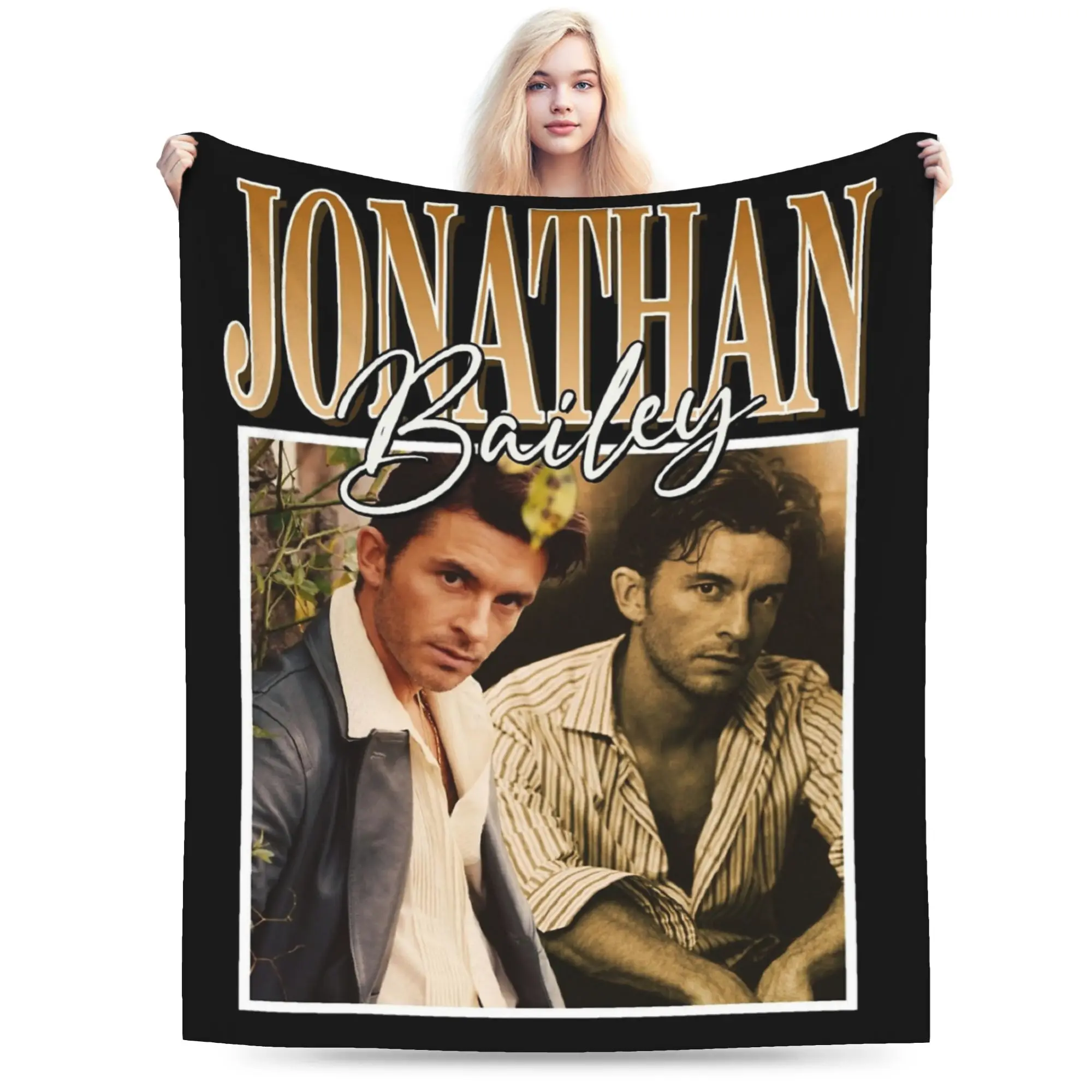 Koc Jonathan Bailey, flanela, tekstylia dekoracyjne, przenośny, super ciepły pled do domu, podróży, narzuta na łóżko.