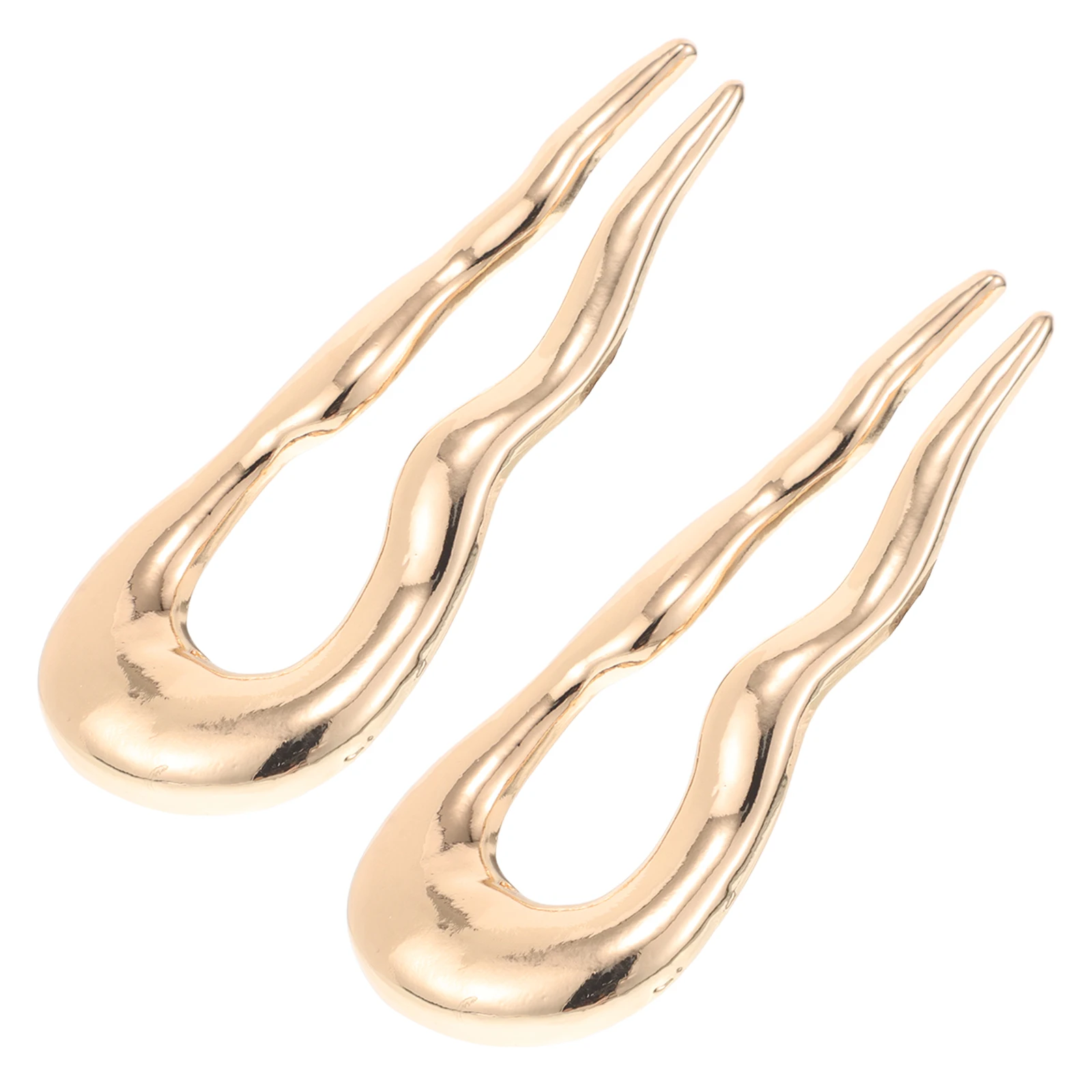 

2pcs U Shape Forks Wavy Metal Sticks French Hairpins Bun Holders Twist Pins Accessories Styling Tools Elegant Ornaments Long