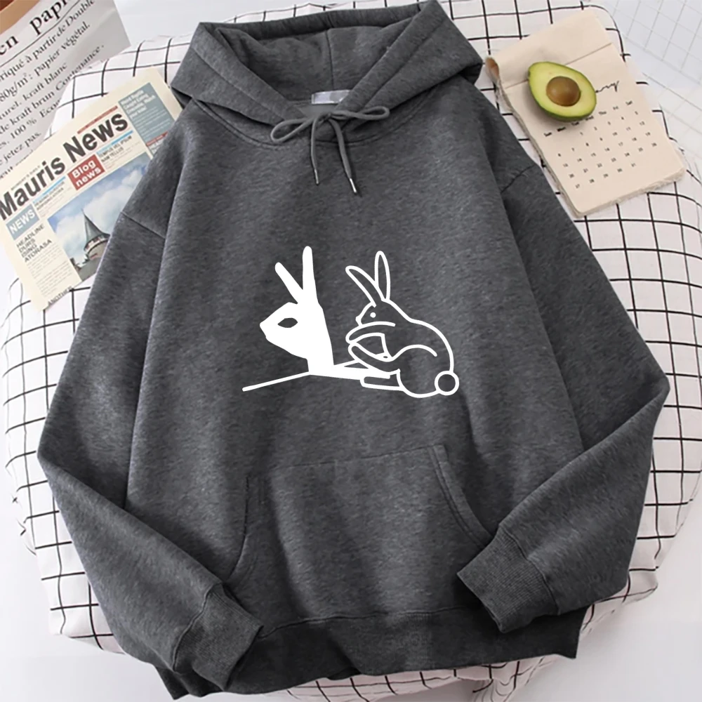 Bluza z kapturem z grafiką gestu króliczej ręki Y2K Odzież damska męska z długim rękawem Męska bluza z kapturem Jesienno-zimowa bluza z kapturem