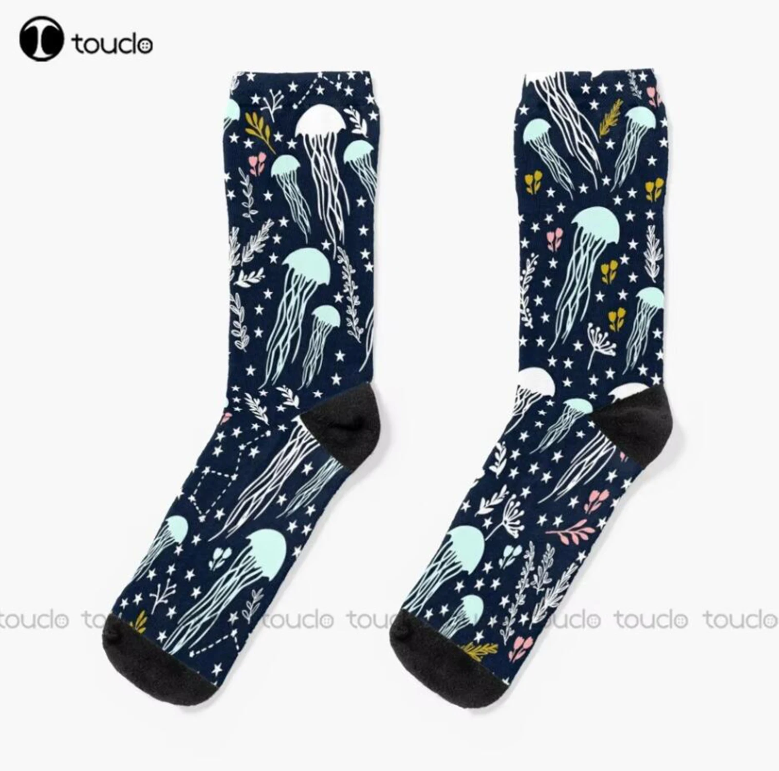 

Cute Jellyfish Socks White Long Socks Christmas Fashion New Year Gift Unisex Adult Teen Youth Socks 360° Digital Print Custom