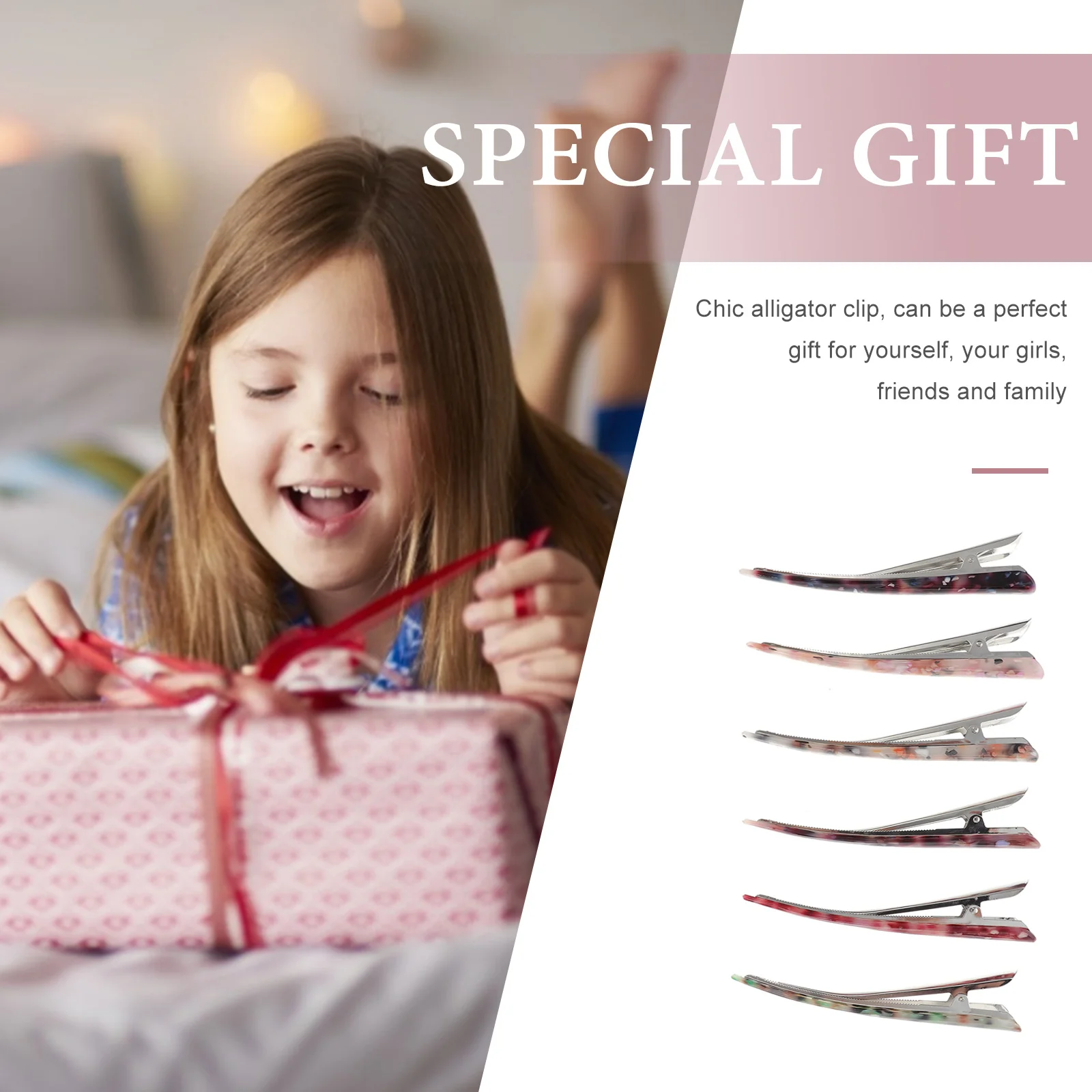 

6Pcs Vintage Acrylic Hair Clips Retro Alligator Duckbill Clips Chic Hair Styling Accessories Party Festival Hairpins Fashion