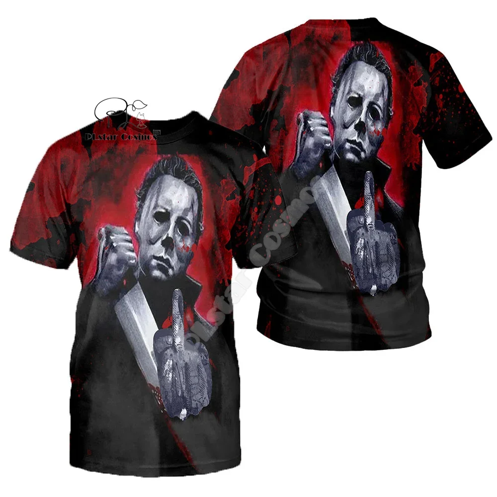 Halloween Horror Terror Movie Michael Myers Cosplay Vintage 3DPrint Summer Harajuku Casual Retro Tee T-Shirts Short Sleeves N1