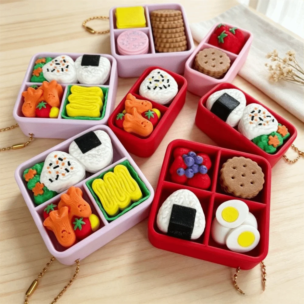 Finger Button Clicker Keychain Clicker Sound Rice Ball Fidget Keychain Sushi Pendant Keycap Keychain Christmas Gift