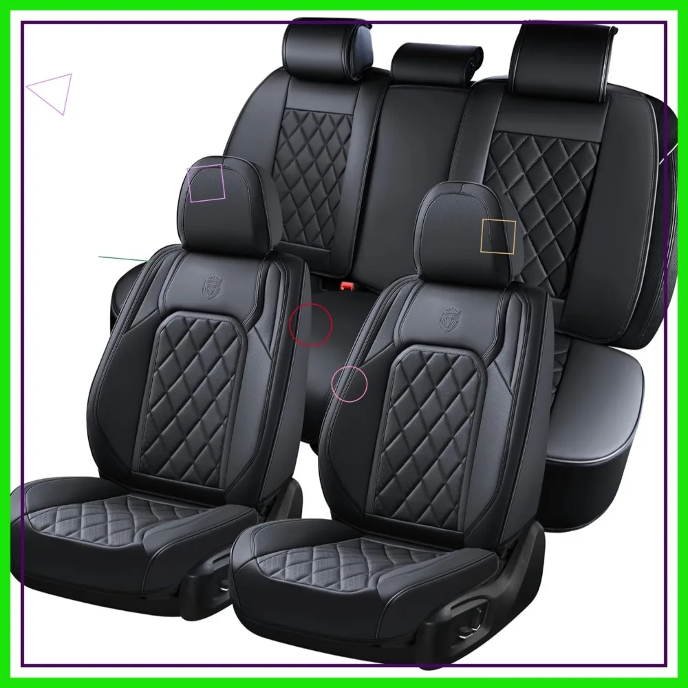 

Universal Waterproof Car Seat Covers Full Set, Faux Leather Protector for Most Vehicles