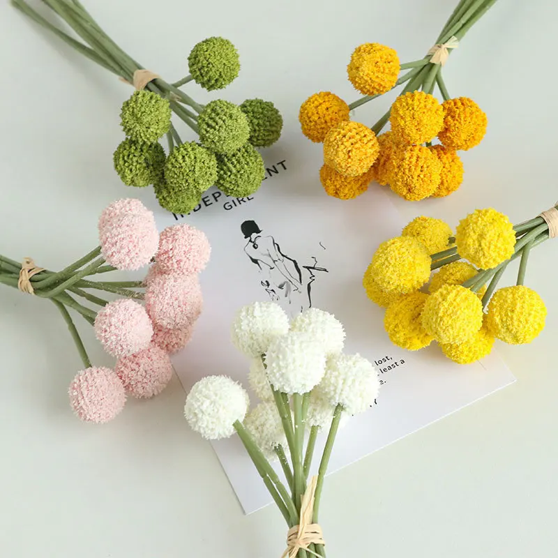 

Simulated Golden Balls Chrysanthemum Bundles Nordic Home Decoration Decoration Dandelion 9 Strands Tie Golden Balls Fake Flowers