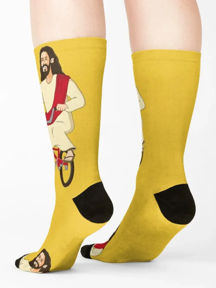 Christ on a Bike - Funny Religious Lord Jesus Church Group Easter Gift Socks soccer anti-slip cool Male Socks Women\'s