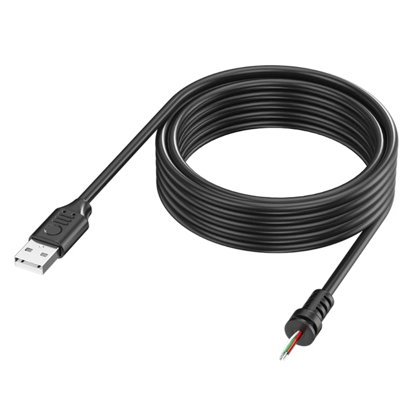 Y1UB USB 2.0 4핀 베어 와이어 오픈 엔드 와이어 USB 수 플러그 4핀 피그테일 전원