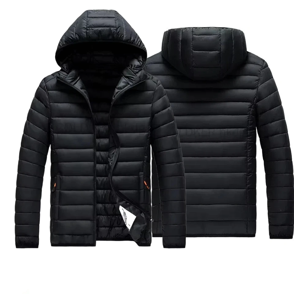 سترة رجالية خفيفة الوزن بغطاء للرأس سترة شتوية دافئة مبطنة من القطن معطف كاجوال مقاوم للرياح وقابل للتعبئة للرجال ملابس خارجية خارجية #1