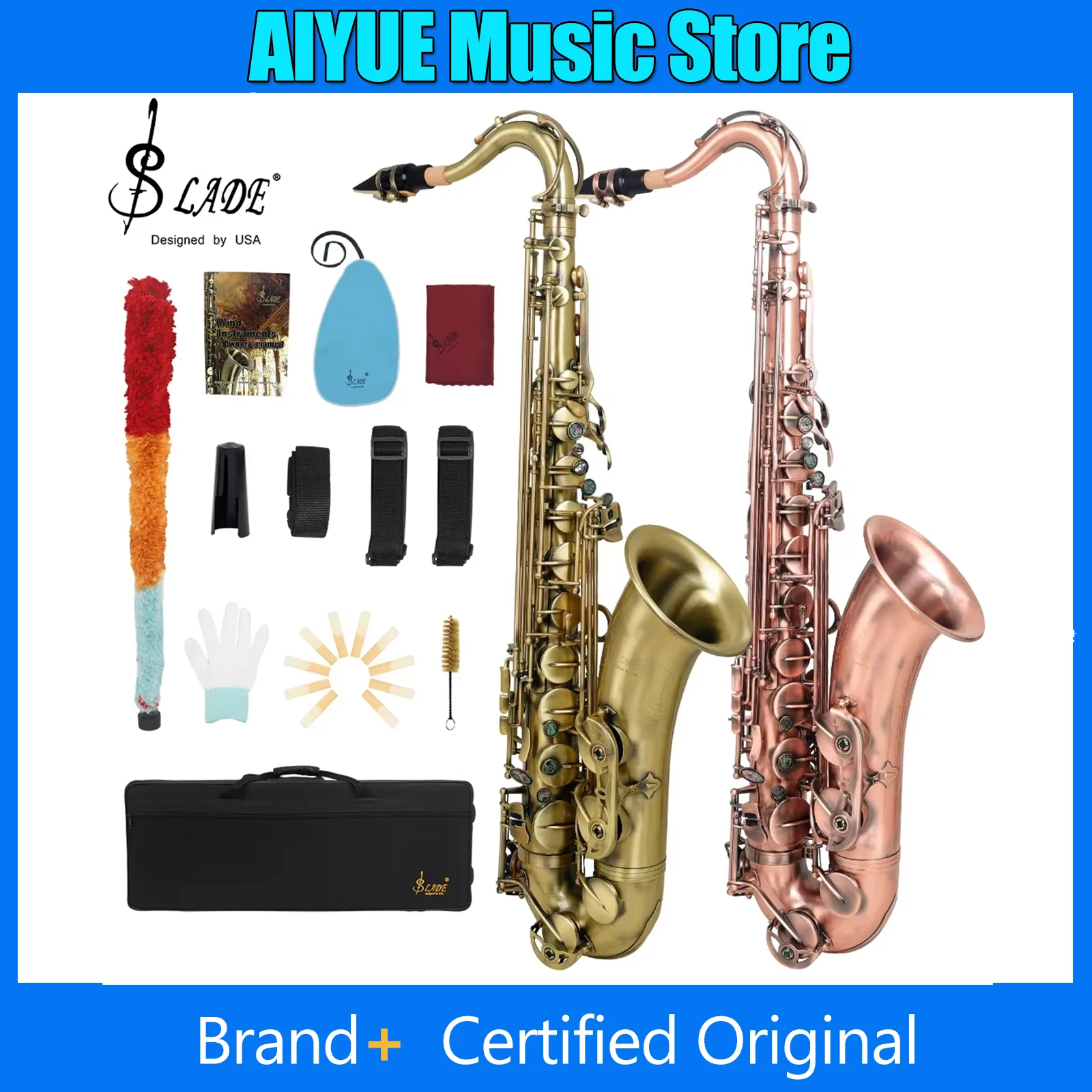 

SLADE Tenor Saxophone Brass Abalone Shell Key Saxophone Suitable For Beginners/Performers With Parts Woodwind Instruments