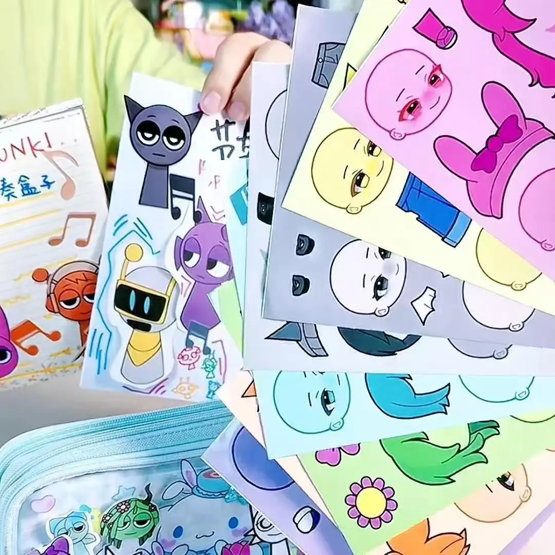 Cartoon Incredibox Sprunki changing Sticker Creative Funny Graffiti DIY Scrapbook Laptop Skateboard Decal Student Stickers